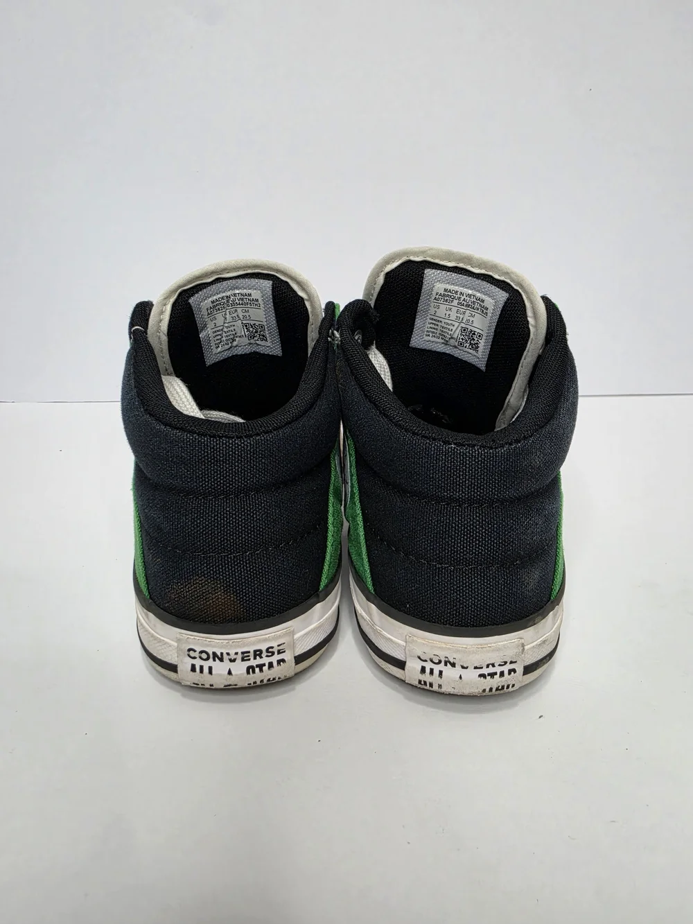 Converse Kids' Hi-Top Sneakers in White, Green & Black